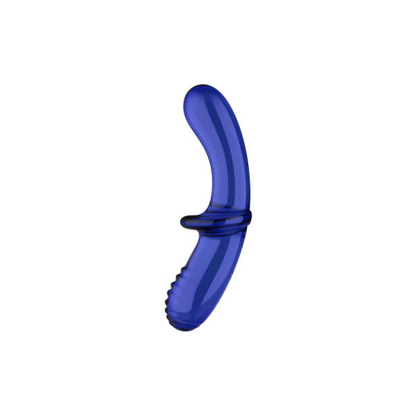 Gode en verre borosilicaté massif bleu Double Crystal Satisfyer 